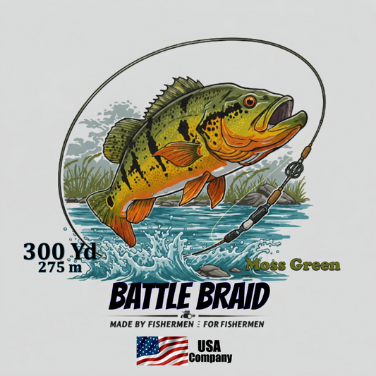 BATTLE BRAID MOSS GREEN 300 YARD 8X PE