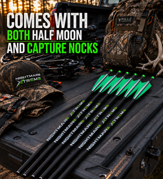 KILLZ NIGHTMARE XTREME Crossbow Bolts Carbon Half Moon Nocks 6Pcs 20"or 22''