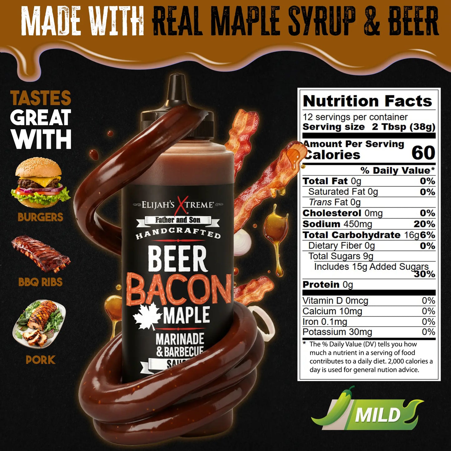 Elijah's Xtreme Beer Bacon Maple BBQ Sauce (6 pk Case)