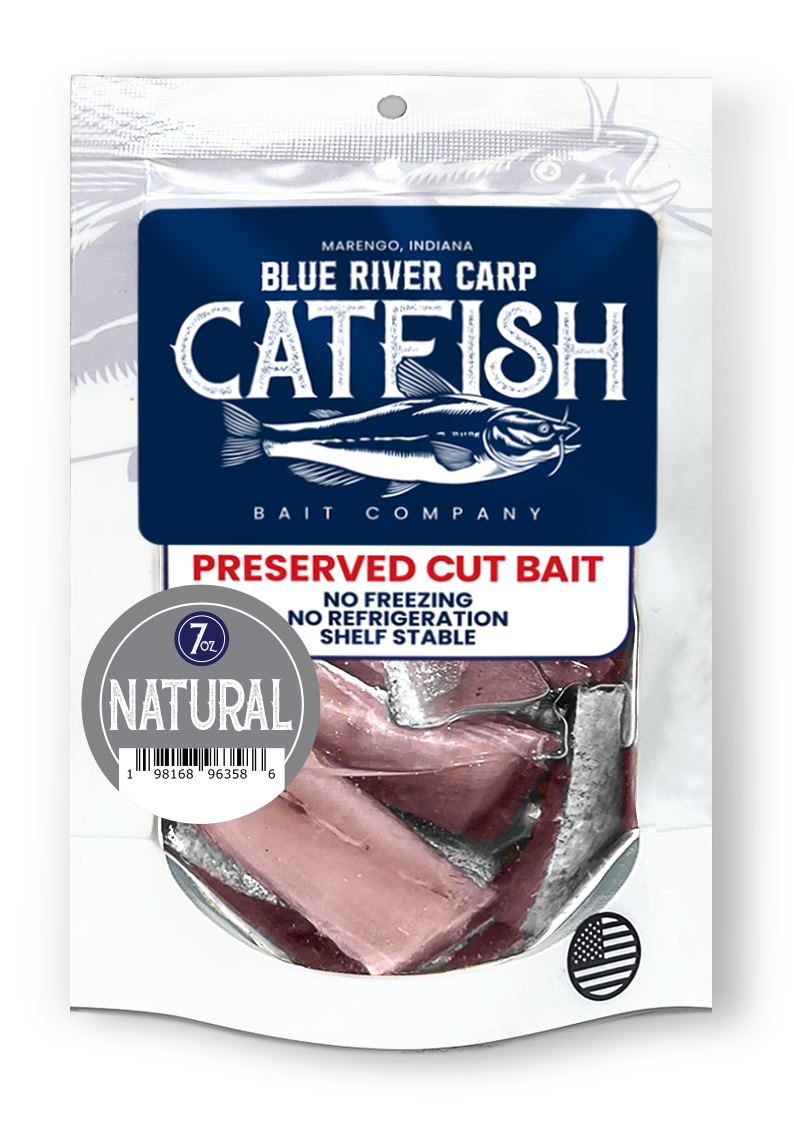 Blue River Carp Preserved Pre-Cut Fish Bait Nuggets, 7oz Package - 7 Scents Available