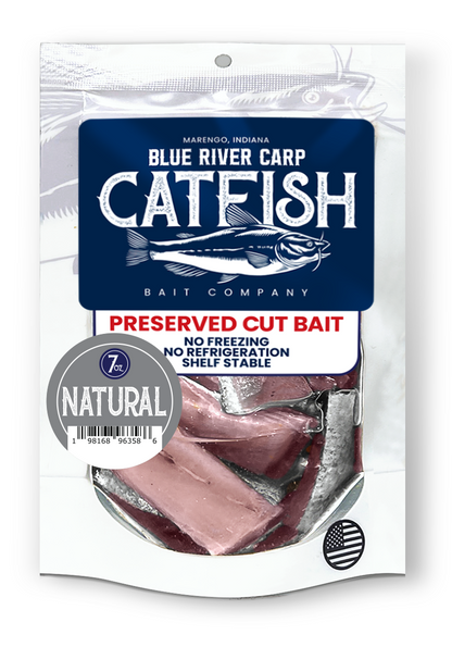 Blue River Carp Preserved Pre-Cut Fish Bait Nuggets, 7oz Package - 7 Scents Available