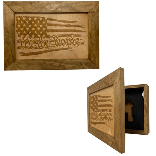 Bellewood Designs - American Flag Gun Cabinet We The People Decorative (Natural)