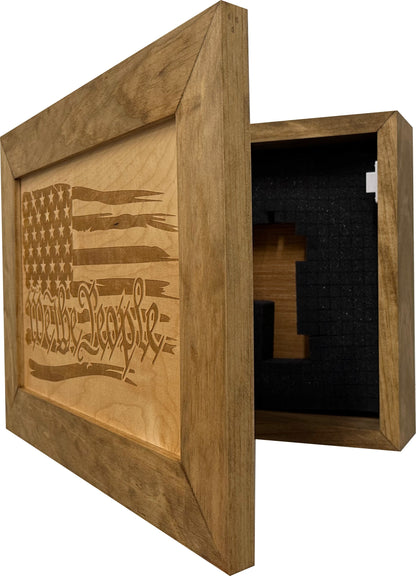 Bellewood Designs - American Flag Gun Cabinet We The People Decorative (Natural)