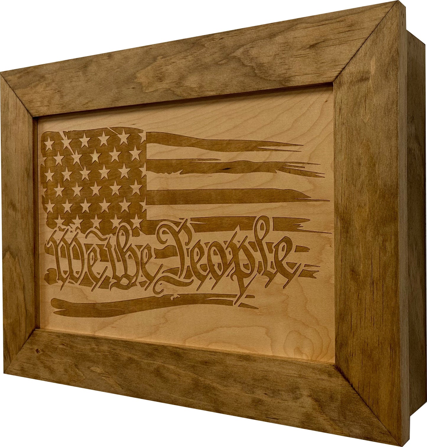 Bellewood Designs - American Flag Gun Cabinet We The People Decorative (Natural)