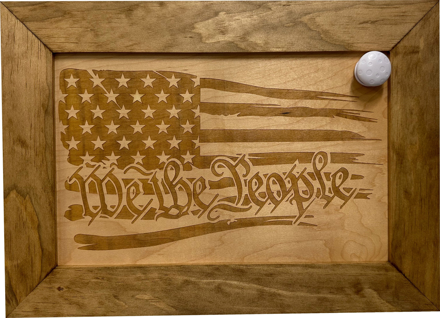 Bellewood Designs - American Flag Gun Cabinet We The People Decorative (Natural)