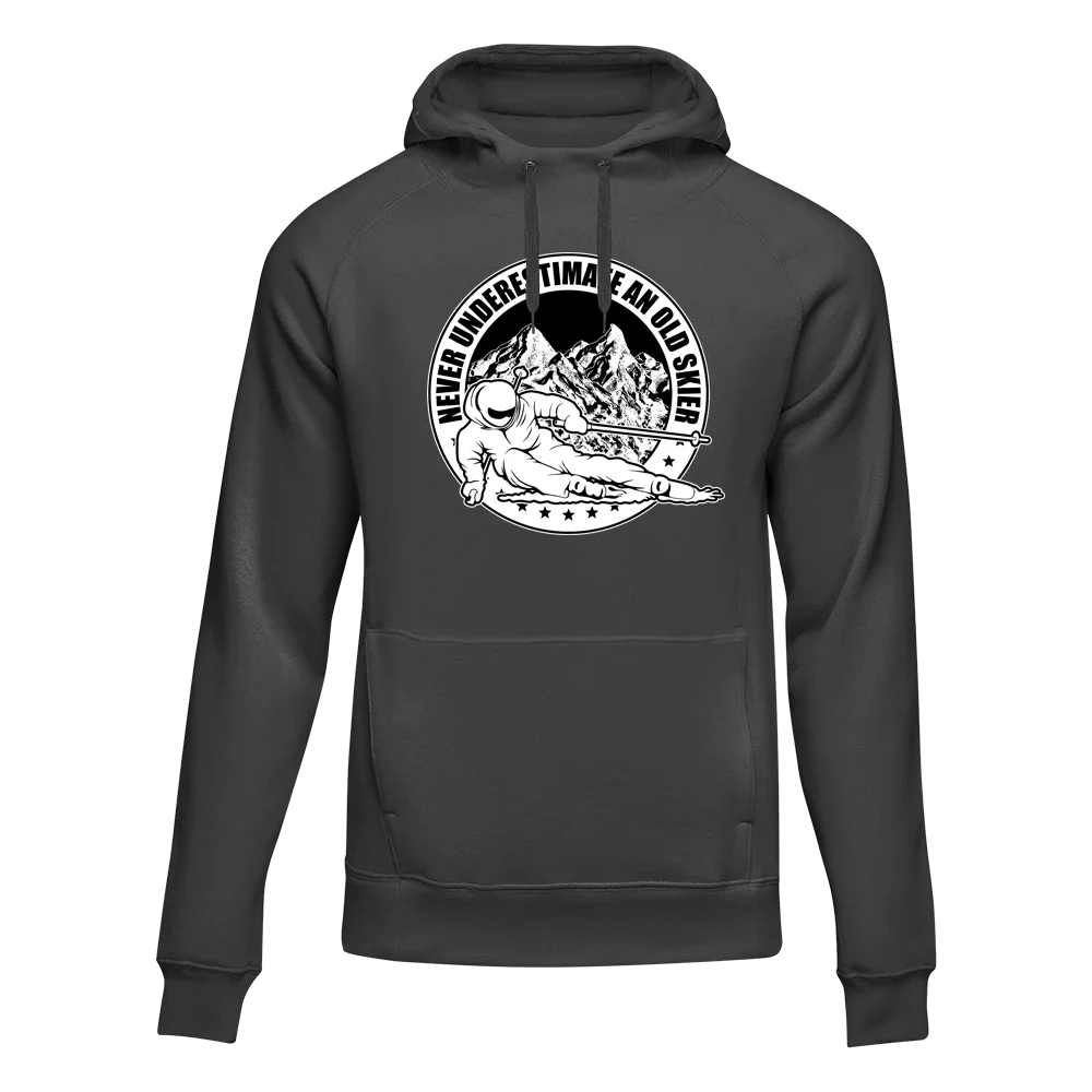 Outdoorzees Never Underestimate An Old Skier Adult Fleece Hoodie