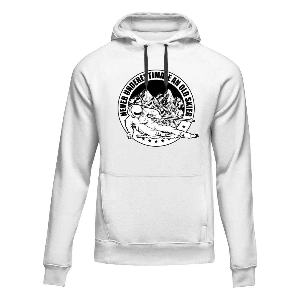 Outdoorzees Never Underestimate An Old Skier Adult Fleece Hoodie