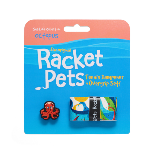 Racket Pets Octopus Tennis Overgrip Tape and Matching Shock Absorbing Dampener for Tennis Racket