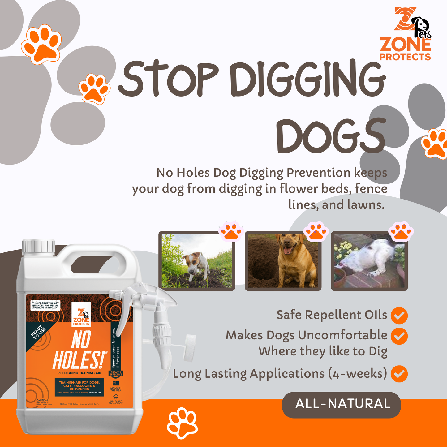 Zone Protects No Holes! Digging Prevention Concentrate/Gallon Trigger Sprayer