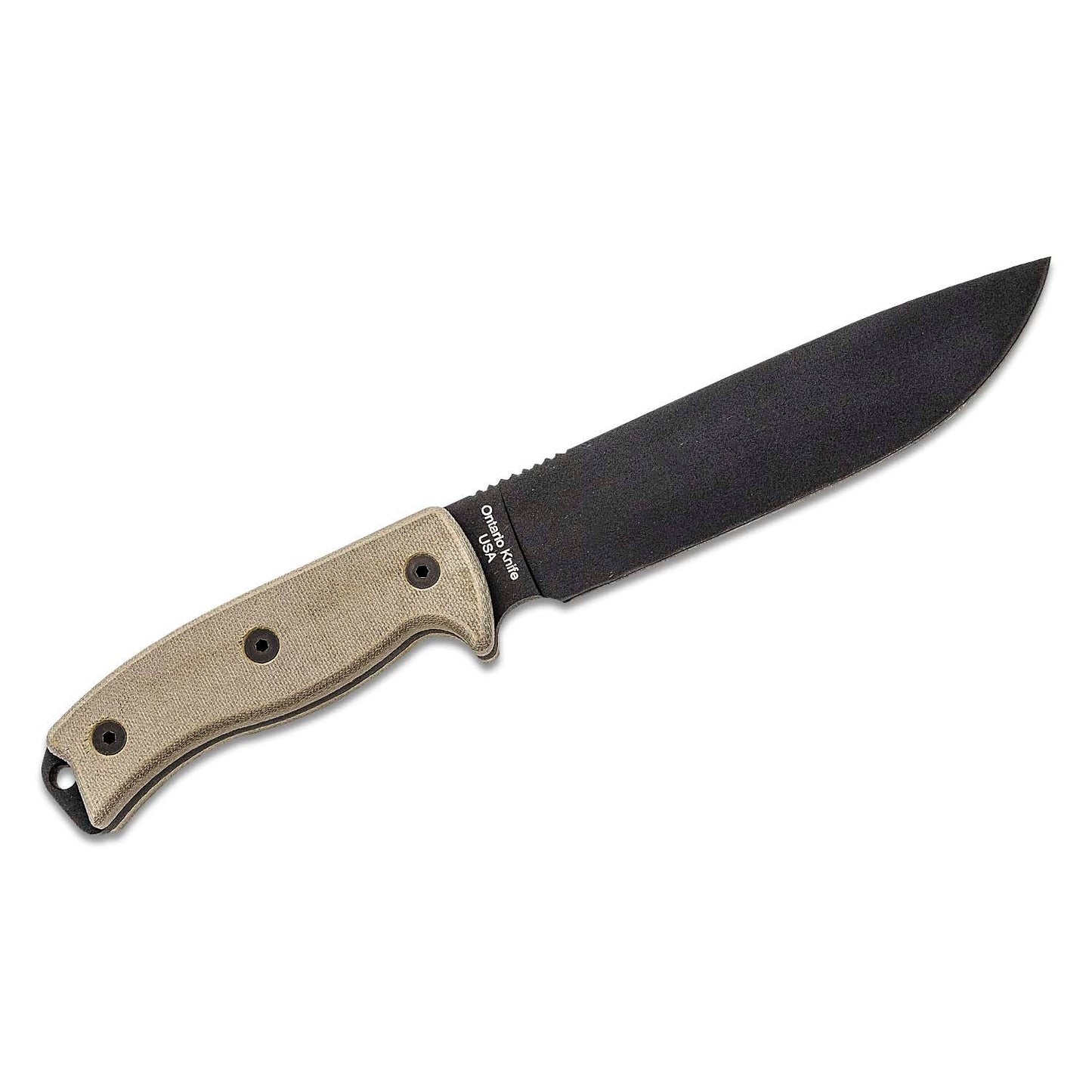 Ontario RAT-7 Survival Knife 7" Plain Blade, Micarta Handles, Nylon Sheath - 8668