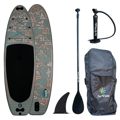 SolVida GrandSol Oasis Pack: 11' 4'' Inflatable Paddle Board + Paddle, Pump, Detachable Fin, & Carrying Case