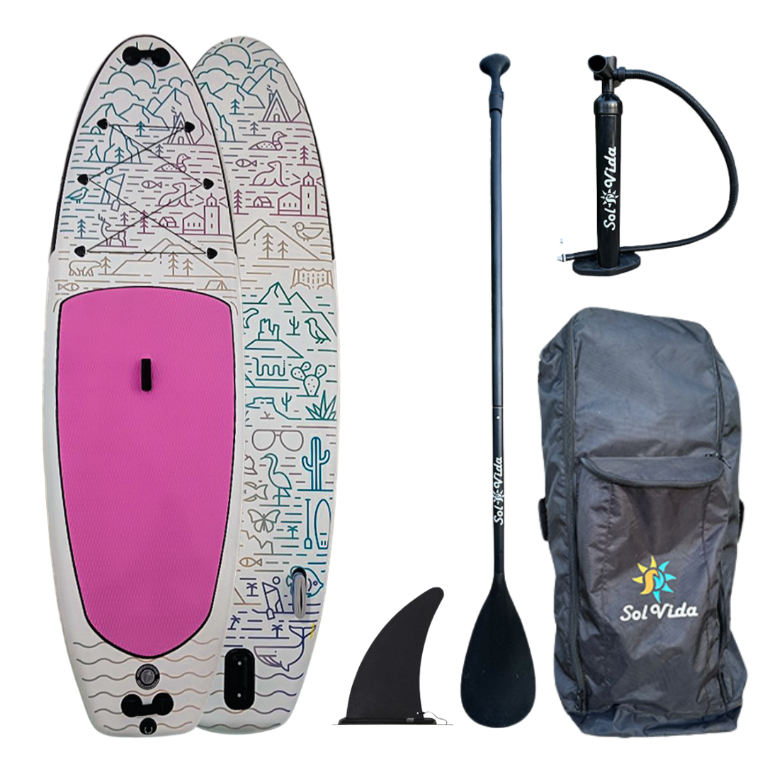 SolVida GrandSol Oasis Pack: 11' 4'' Inflatable Paddle Board + Paddle, Pump, Detachable Fin, & Carrying Case