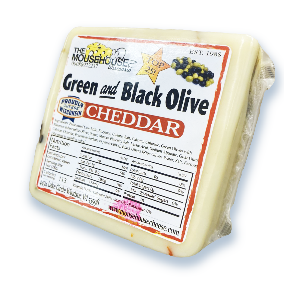 Mousehouse Cheesehaus Green & Black Olive Cheddar