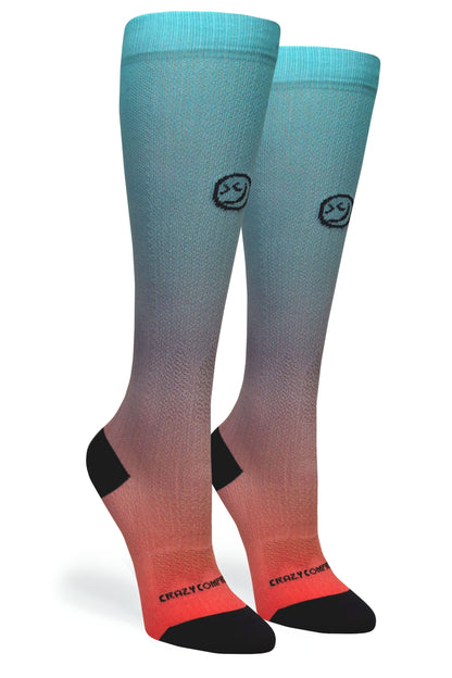 Crazy Compression Ombré Peach Aqua - (Standard & Extra Wide)