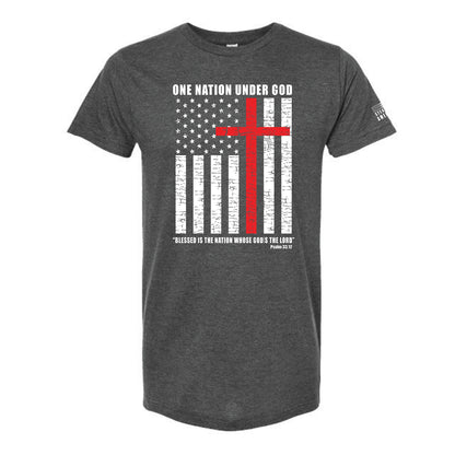 Steadfast American One Nation Under God Patriotic Cross Flag T-Shirt • Christian Flag Tee American Faith Apparel