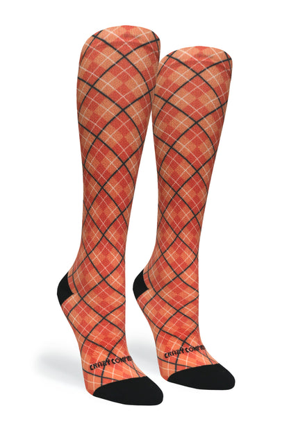Crazy Compression Orange Plaid - (Standard & Extra Wide)