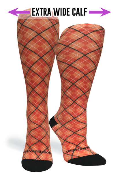 Crazy Compression Orange Plaid - (Standard & Extra Wide)