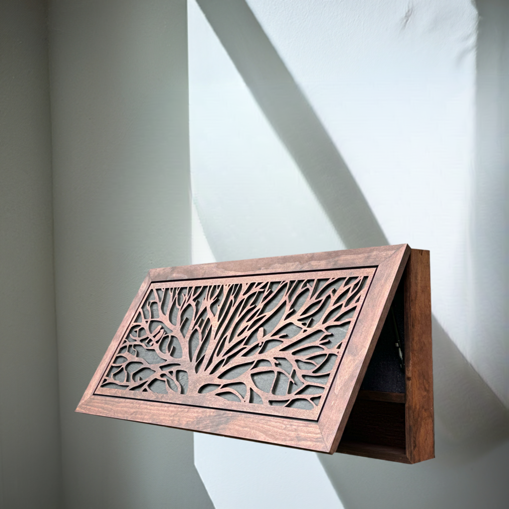 Bellewood Designs - Large Hidden Gun Storage Cabinet Tree of Life Wall Decor - Birds In a Tree Concealed Gun Cabinet