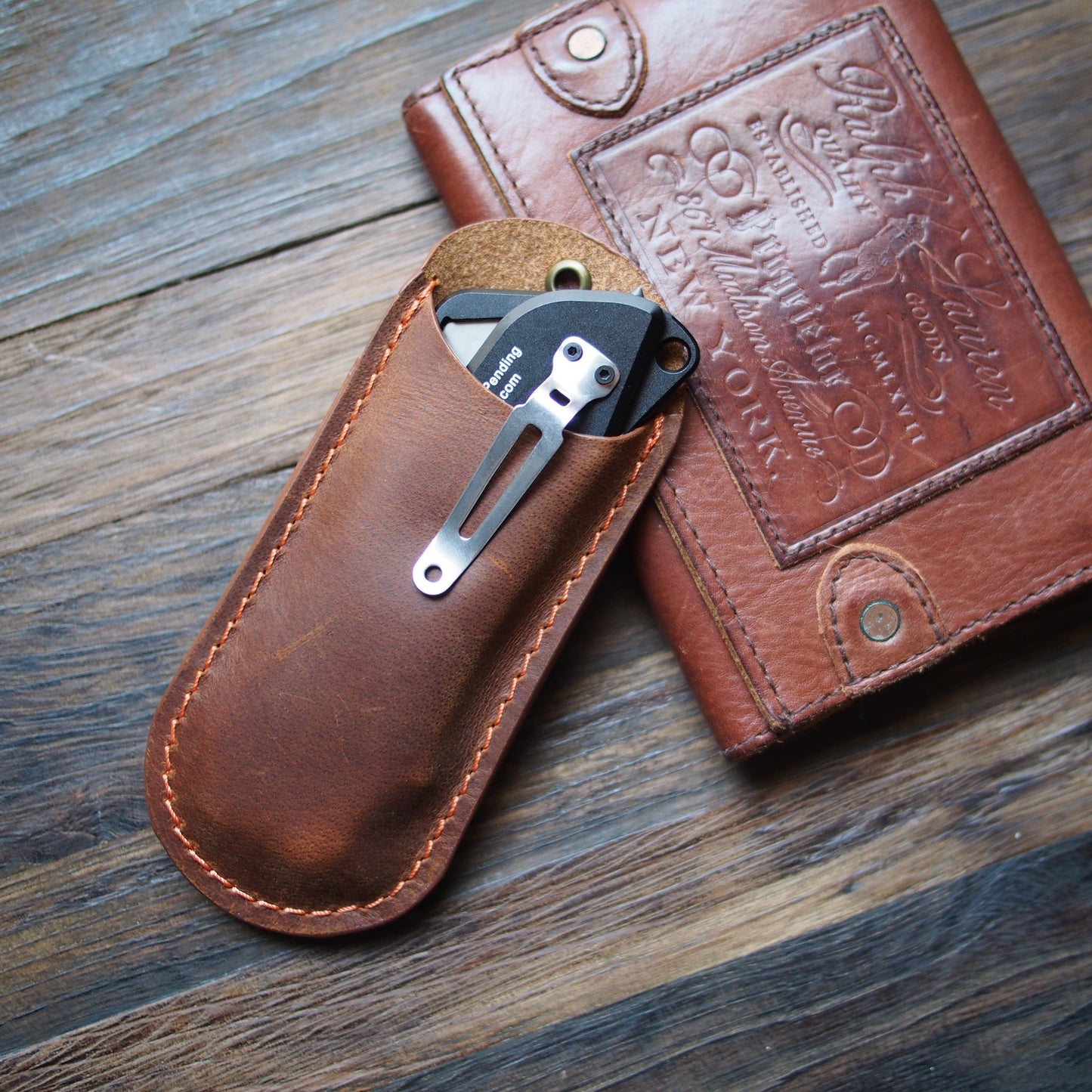 Stinger Survival Tools Olfa Evolution Edge with Leather Pouch, Folding Pocket Utility - Matte Black