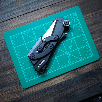 Stinger Survival Tools Olfa Evolution Edge with Leather Pouch, Folding Pocket Utility - Matte Black