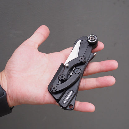 Stinger Survival Tools Olfa Evolution Edge with Leather Pouch, Folding Pocket Utility - Matte Black