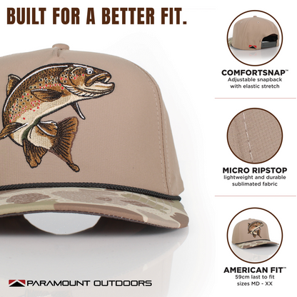 Paramount Outdoors Brown Trout Rope Cap Fly Fishing 5-Panel
