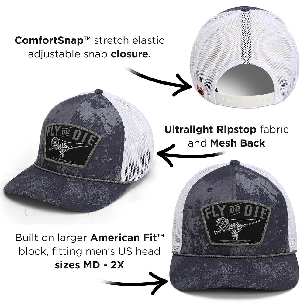 Paramount Outdoors Fly or Die Hat Fly Fishing Mesh Back Rope Cap