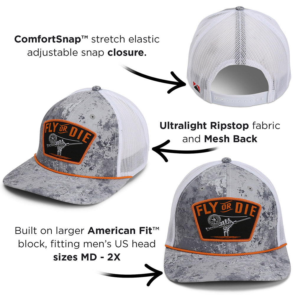 Paramount Outdoors Fly or Die Hat Fly Fishing Mesh Back Rope Cap