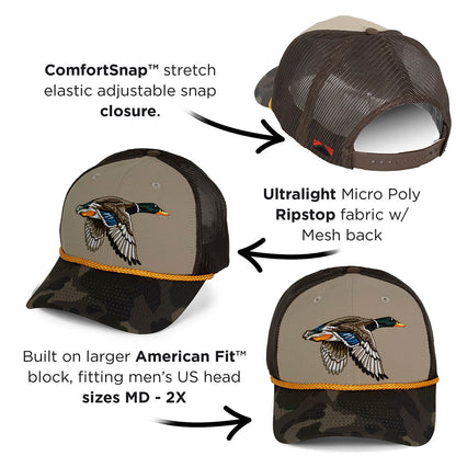 Paramount Outdoors Drake Mallard Duck Hat 6-Panel Mesh back Rope Cap