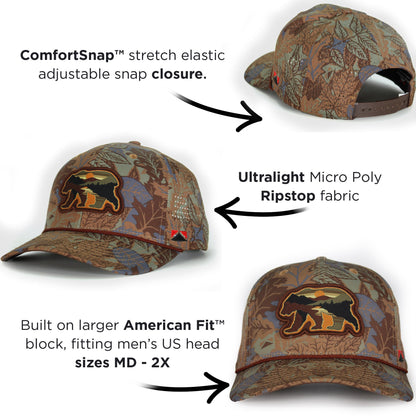 Paramount Outdoors Sunset Bear Cloud Texture 5-Panel Rope Cap