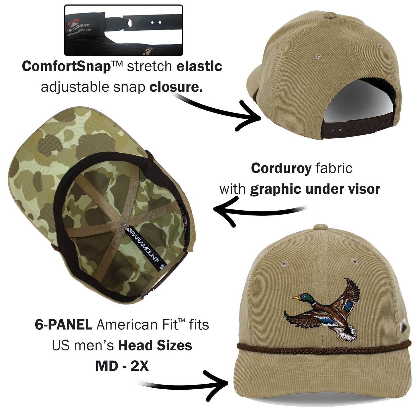 Paramount Outdoors Corduroy Mallard Drake 6-Panel Performance Cap