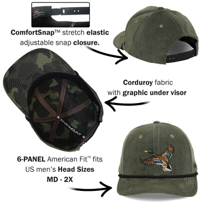 Paramount Outdoors Corduroy Mallard Drake 6-Panel Performance Cap