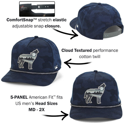 Paramount Outdoors Wolf Howl Cloud Texture 5-Panel Rope Cap