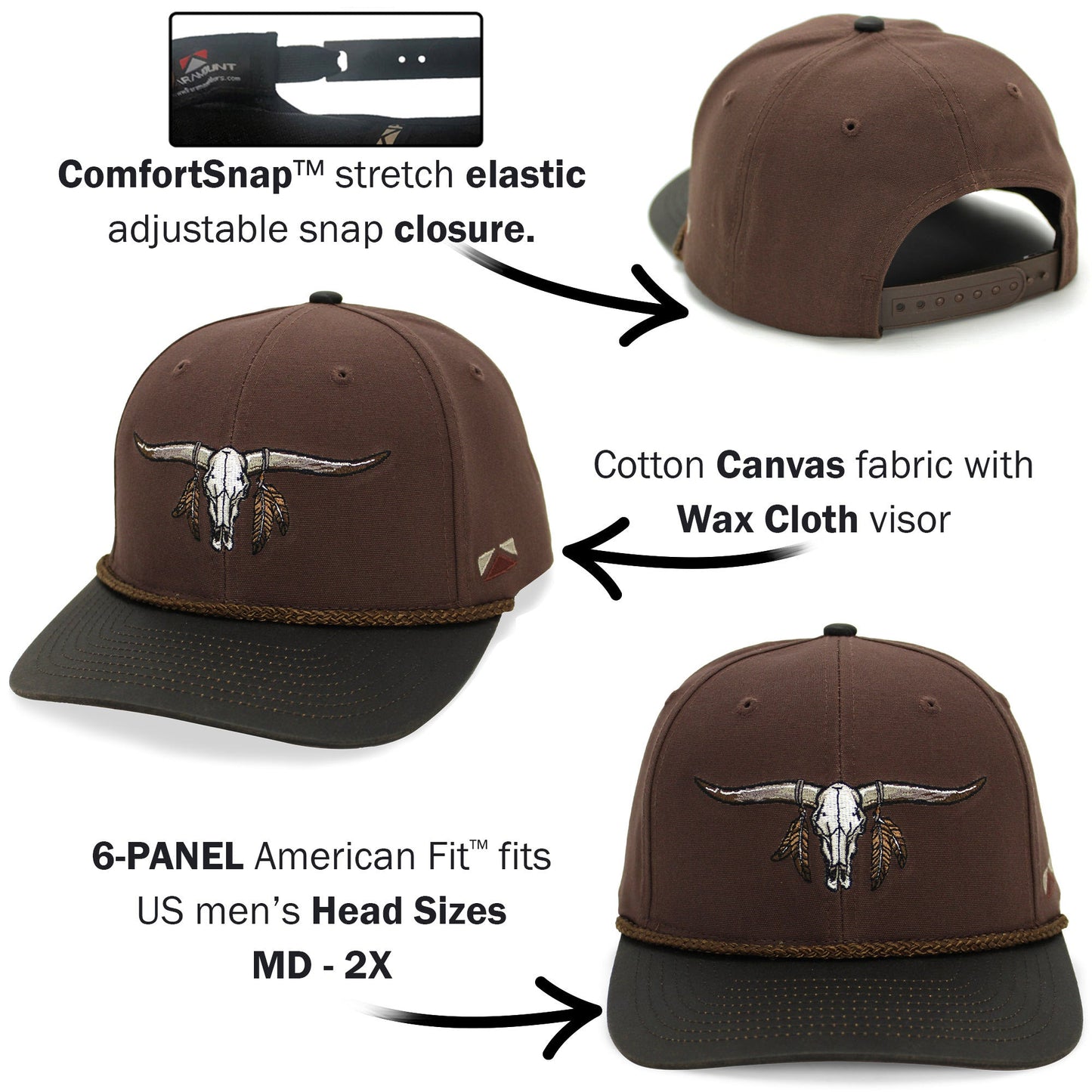 Paramount Outdoors Longhorn 6-Panel Hat with Wax Cloth Visor