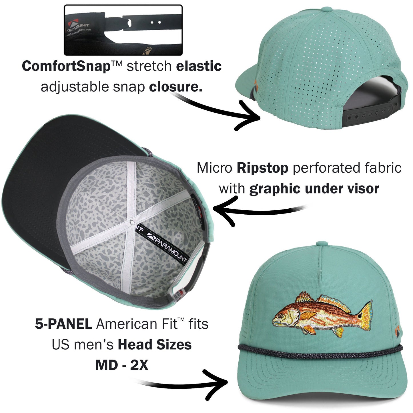 Paramount Outdoors Redfish Perforated Performance Rope Cap