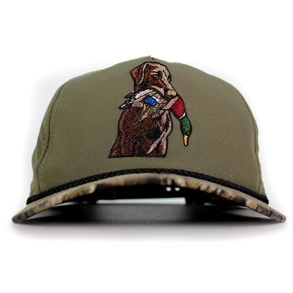 Paramount Outdoors Chocolate Lab Duck Dog 5-Panel Camo Visor