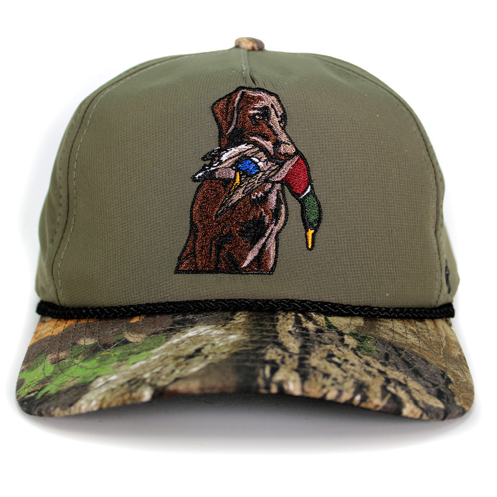 Paramount Outdoors Chocolate Lab Duck Dog 5-Panel Camo Visor