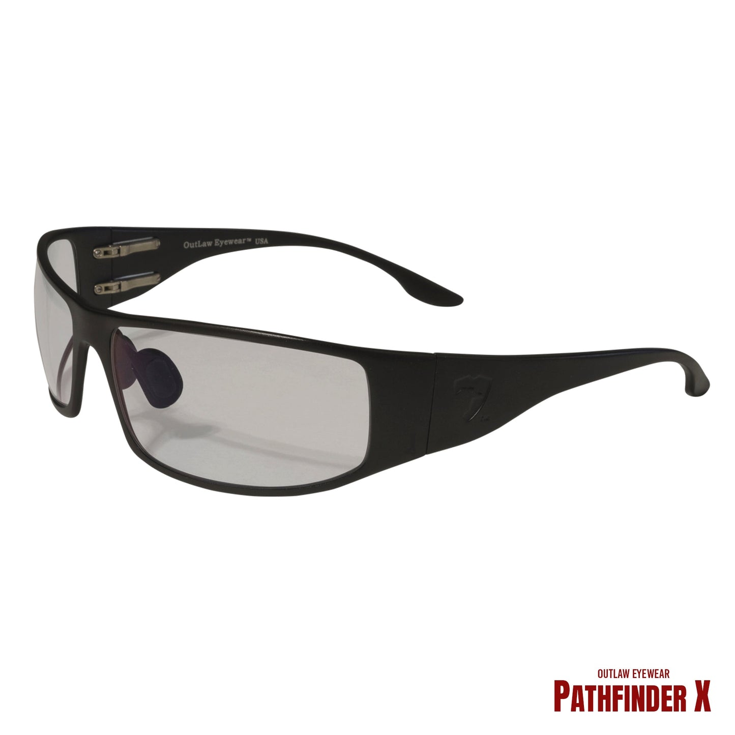 Outlaw Eyewear - Fugitive TAC Op Aluminum Sunglass Black Frame Transition Day-Night Pathfinder X Lens, with Multicam hat and Retaining cord
