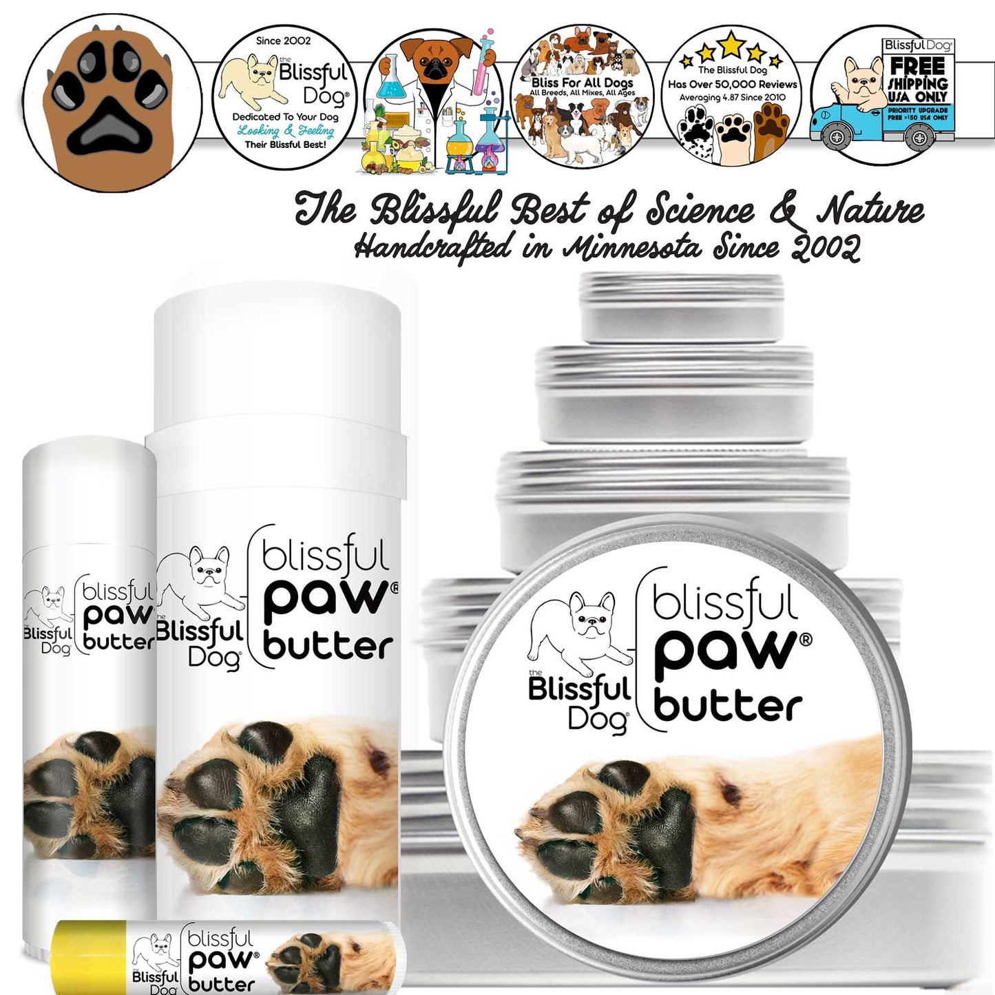 The Blissful Dog Blissful Paw® Butter Moisturizes Rough, Dry Paw Pads