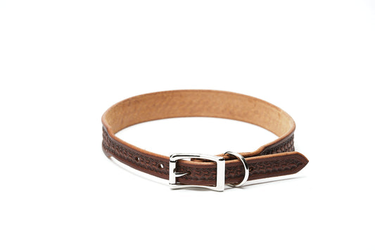 Texas Saddlery Chocolate Basket Dog Collar