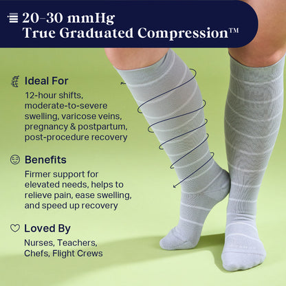 Comrad Knee-High Compression Socks - Stripes (20-30 mmHg)