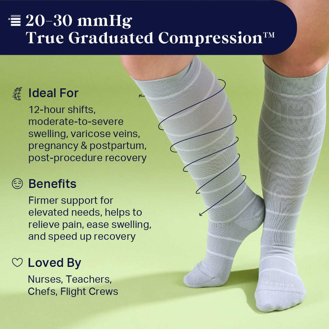 Comrad Knee-High Compression Socks – Stripes (20-30 mmHg)