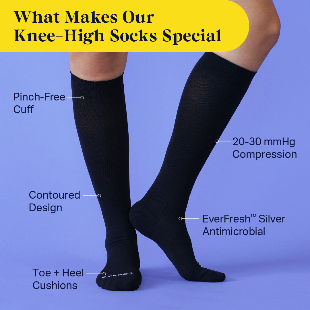 Comrad Knee-High Compression Socks – 3 Pack Solids (20-30 mmHg)