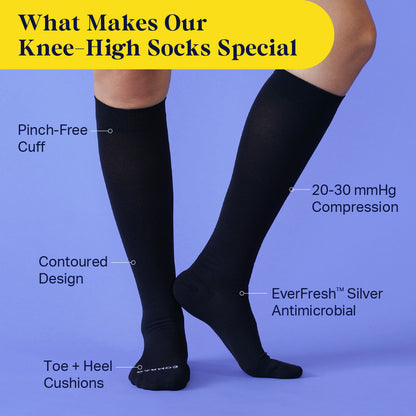 Comrad Knee-High Compression Socks – 3 Pack Solids (20-30 mmHg)