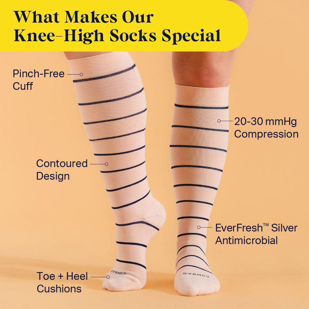 Comrad Knee-High Compression Socks - Stripes (20-30 mmHg)