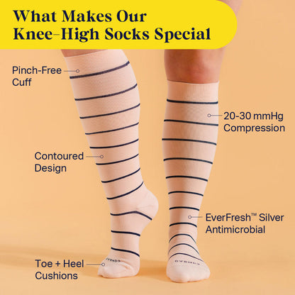 Comrad Knee-High Compression Socks - Stripes (20-30 mmHg)