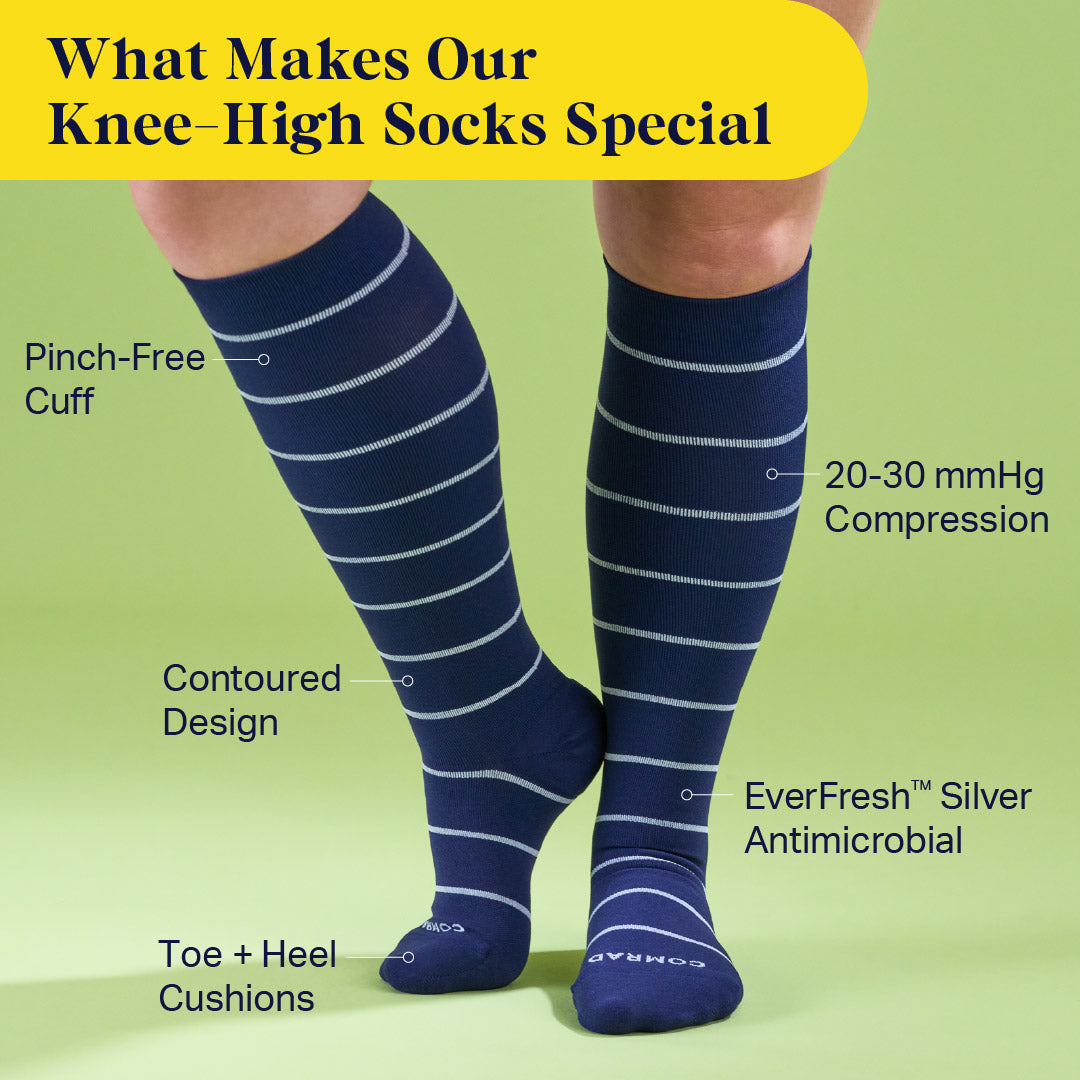 Comrad Knee-High Compression Socks – Stripes (20-30 mmHg)