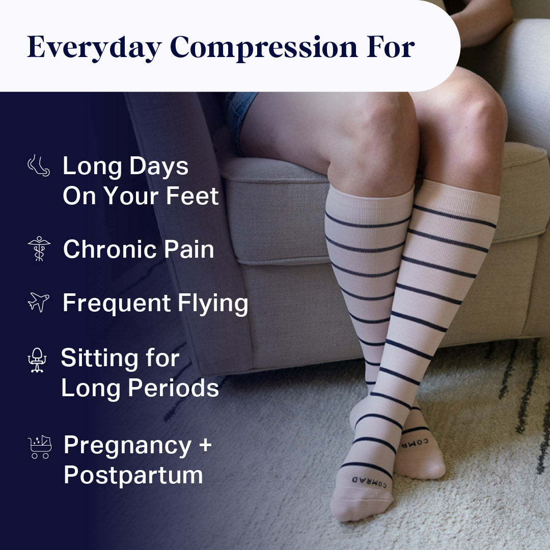 Comrad Knee-High Compression Socks – Stripes (20-30 mmHg)