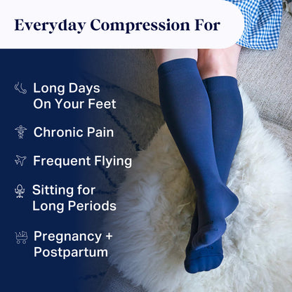 Comrad Knee-High Compression Socks – 3 Pack Solids (20-30 mmHg)