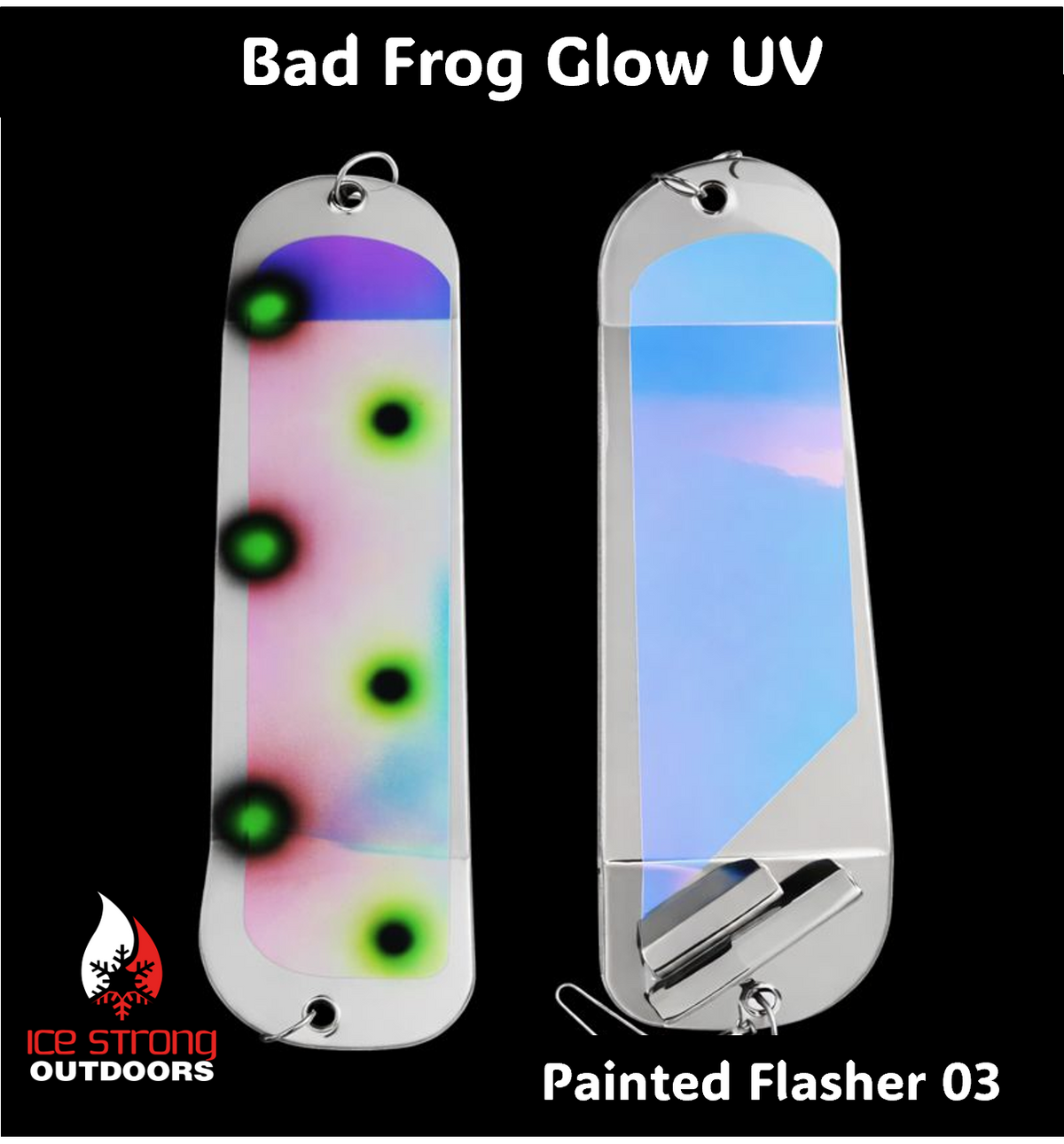 Ice Strong Outdoors - 8.5" Dual Fin Flasher Series - Painted Glow/UV Series - NEW 2026!